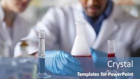  Presentation with lab test - Beautiful theme featuring young-scientists-in-a-protective backdrop and a teal colored foreground