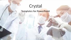  Presentation with young students working in groups - Beautiful theme featuring young scientists working backdrop and a white colored foreground