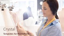  Presentation with wedding - Theme enhanced with young-seamstress-working-in-modern background and a lemonade colored foreground