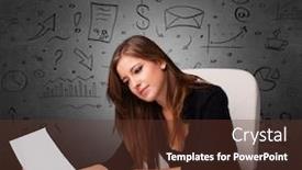  Presentation with secretary - Audience pleasing presentation consisting of young secretary with doodle multitask backdrop and a tawny brown colored foreground