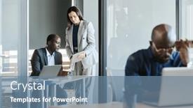  Presentation with secretary - PPT layouts enhanced with young-secretary-with-tablet-making background and a seafoam green colored foreground