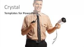  Presentation with security guard - Presentation with young-security-guard-holding and a  colored foreground