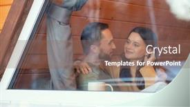  Presentation with serene - Cool new slides with young-serene-affectionate-couple-sitting backdrop and a violet colored foreground