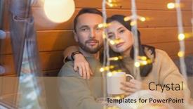  Presentation with serene - Slide deck featuring young-serene-affectionate-couple background and a coral colored foreground