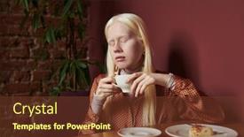  Presentation with green coffee - Presentation enhanced with young-serene-albino-woman background and a tawny brown colored foreground