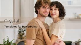  Presentation with serene - PPT theme having young-serene-heterosexual-couple background and a coral colored foreground