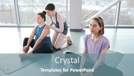  Presentation with exercise mat - Colorful slides enhanced with young-serene-woman-with-closed backdrop and a seafoam green colored foreground