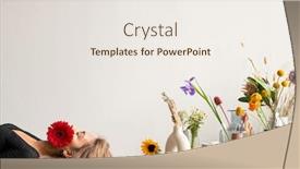  Presentation with serene - Presentation design with young-serene-woman-with-red background and a sky blue colored foreground