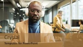  Presentation with stock exchange - Slides featuring young-serious-african-american-businessman background and a gold colored foreground