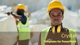  Presentation with female - Presentation theme having young-serious-african-american-female background and a tawny brown colored foreground
