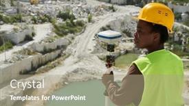  Presentation with theodolite - Presentation theme enhanced with young-serious-african-american-female background and a mint green colored foreground