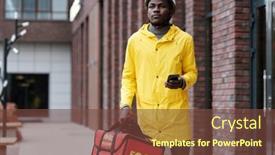  Presentation with courier bag - Slides enhanced with young-serious-african-american-male background and a tawny brown colored foreground