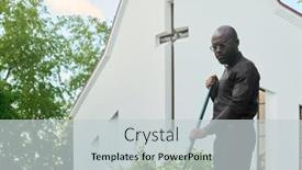  Presentation with african american church - Presentation theme enhanced with young-serious-african-american-pastor background and a light gray colored foreground