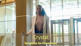  Presentation with lounge - Presentation theme with young-serious-african-american-woman background and a  colored foreground