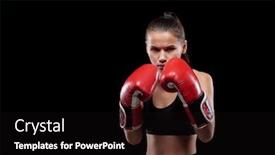  Presentation with boxing fight - Colorful slide deck enhanced with young-serious-and-powerful-woman backdrop and a black colored foreground