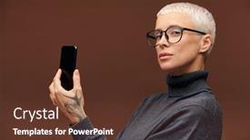  Presentation with isolation - Slide deck consisting of young-serious-blond-businesswoman background and a tawny brown colored foreground