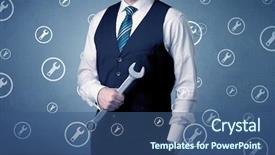  Presentation with holding hands old young - PPT layouts featuring young serious businesman holding tool background and a  colored foreground