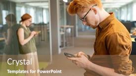  Presentation with scrolling - Audience pleasing slides consisting of young-serious-businessman-in-eyeglasses backdrop and a coral colored foreground