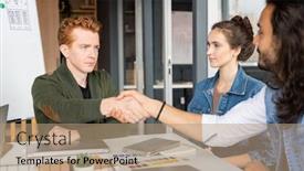  Presentation with race ethnicity - Cool new slide deck with young-serious-businessman-of-caucasian backdrop and a coral colored foreground