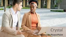  Presentation with elementary school female career day african american - Cool new PPT layouts with young-serious-businessman-with-digital backdrop and a coral colored foreground