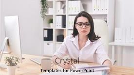  Presentation with paper making - Beautiful slides featuring young-serious-businesswoman-looking backdrop and a lemonade colored foreground