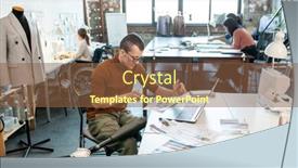  Presentation with prosthetic leg - PPT layouts enhanced with young-serious-designer-with-prosthetic background and a tawny brown colored foreground