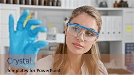 Presentation with lab safety - PPT theme enhanced with young-serious-faced-blonde-woman and a coral colored foreground