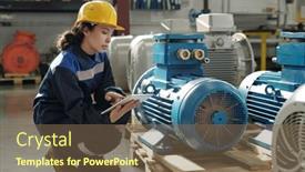  Presentation with industrial engineer - Theme enhanced with young-serious-female-engineer background and a violet colored foreground