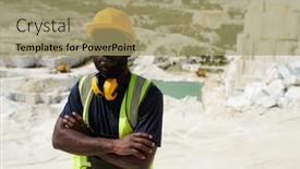  Presentation with foreman - Slides featuring young-serious-foreman-in-safety background and a mint green colored foreground