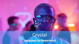  Presentation with african ethnicity - Slide deck enhanced with young-serious-man-of-african background and a teal colored foreground