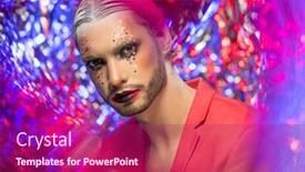  Presentation with stage - PPT layouts with young-serious-man-with-stage background and a violet colored foreground