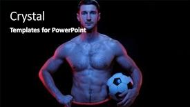  Presentation with football - Amazing PPT layouts having young-serious-muscular-shirtless-football backdrop and a black colored foreground