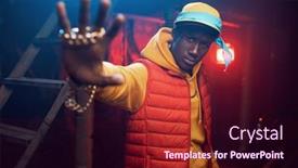  Presentation with rapper - Cool new presentation with young-serious-rapper-poses backdrop and a wine colored foreground