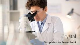  Presentation with laboratory chemical - Beautiful PPT layouts featuring young-serious-scientist-or-laboratory backdrop and a soft green colored foreground