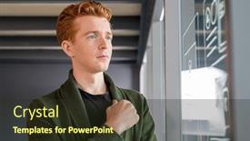  Presentation with noticeboard - PPT layouts with young-serious-software-developer-keeping background and a tawny brown colored foreground