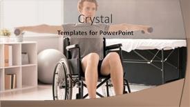  Presentation with rehabilitation - Presentation design featuring young-serious-sportsman-sitting background and a soft green colored foreground