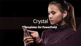  Presentation with cordless - Presentation design having young-serious-sportswoman-with-cordless background and a wine colored foreground