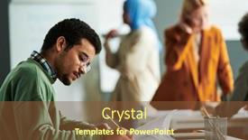  Presentation with paper making - Slides featuring young-serious-student-in-eyeglasses background and a tawny brown colored foreground