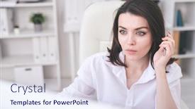  Presentation with scrolling - Slides with young-serious-woman-in-white background and a sky blue colored foreground