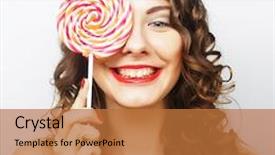  Presentation with lollipop - Beautiful slide deck featuring young sexual woman holding lollipop lifestyle backdrop and a red colored foreground