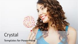  Presentation with lollipop - Cool new PPT theme with young sexual woman with lollipop backdrop and a white colored foreground