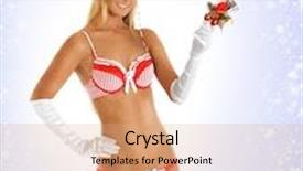  Presentation with sexy girl - Presentation design consisting of young sexy and beautiful santa girl in nice lingerie over the christmas background background and a coral colored foreground