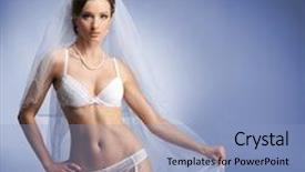  Presentation with bride - Colorful slide deck enhanced with young sexy bride in erotic lingerie over blue background backdrop and a light blue colored foreground