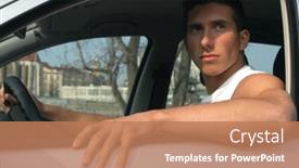  Presentation with driver - Beautiful presentation featuring young sexy driver in the car backdrop and a coral colored foreground