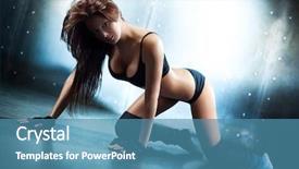  Presentation with fitness - Beautiful presentation design featuring young sexy fitness woman camera backdrop and a  colored foreground