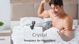  Presentation with online dating - Amazing theme having young sexy man in online dating concept backdrop and a sky blue colored foreground