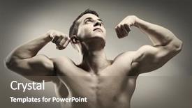  Presentation with sexy santa claus young muscular - Presentation theme featuring professional doctor with clipboard on light background background and a light gray colored foreground