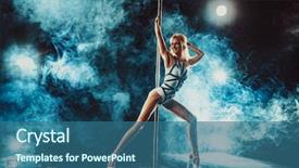  Presentation with light in dark - Presentation design having young sexy slim woman pole background and a ocean colored foreground