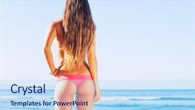  Presentation with sexy - Presentation design with young sexy woman in bikini background and a  colored foreground