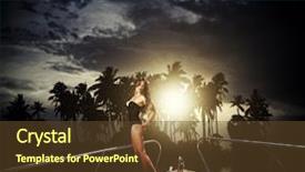  Presentation with island party - Colorful PPT theme enhanced with young sexy woman on her backdrop and a tawny brown colored foreground